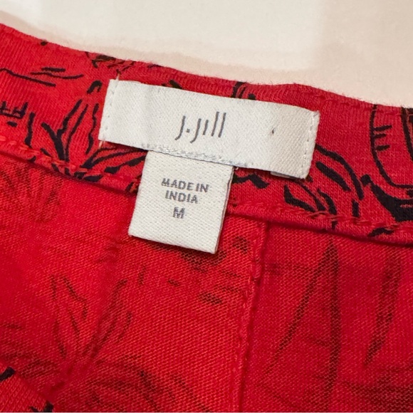 J Jill Women’s Boat-Neck Buttoned-Back Red Tee Size M - Picture 5 of 13